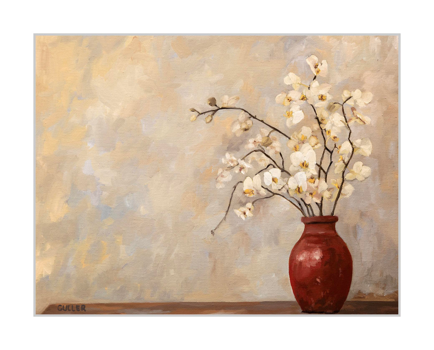 "Red Vase & Orchids" Fine Art Print