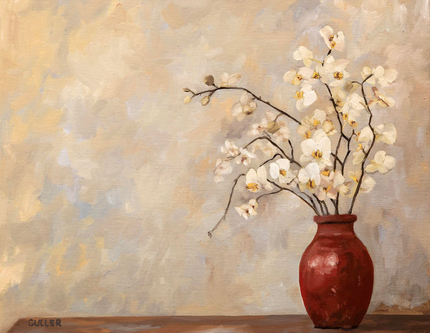 "Red Vase & Orchids" Fine Art Print