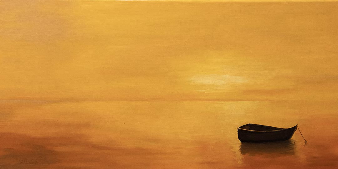 "Boat on Orange" 12x14" Oil on Linen