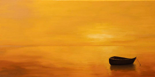 "Boat on Orange" 12x14" Oil on Linen
