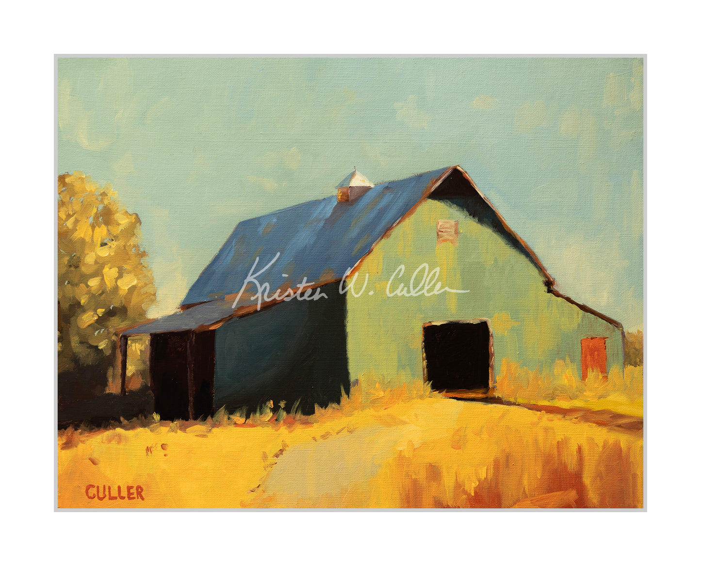 "Green Barn with Gold" Limited Edition Archival Print