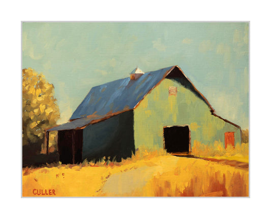 "Green Barn with Gold" Limited Edition Archival Print