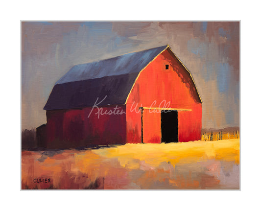 "Red Barn with Gold" Limited Edition Archival Print