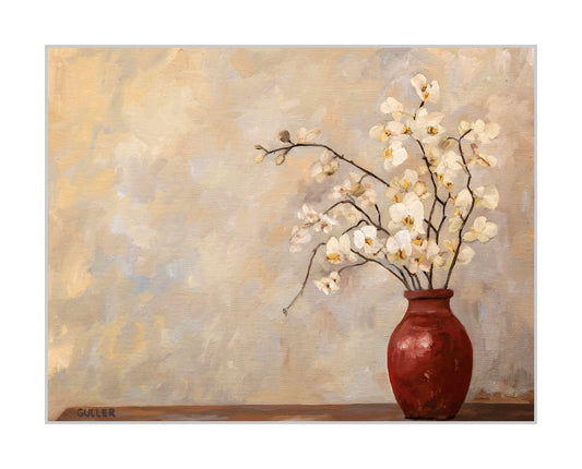 "Red Vase & Orchids" Fine Art Print