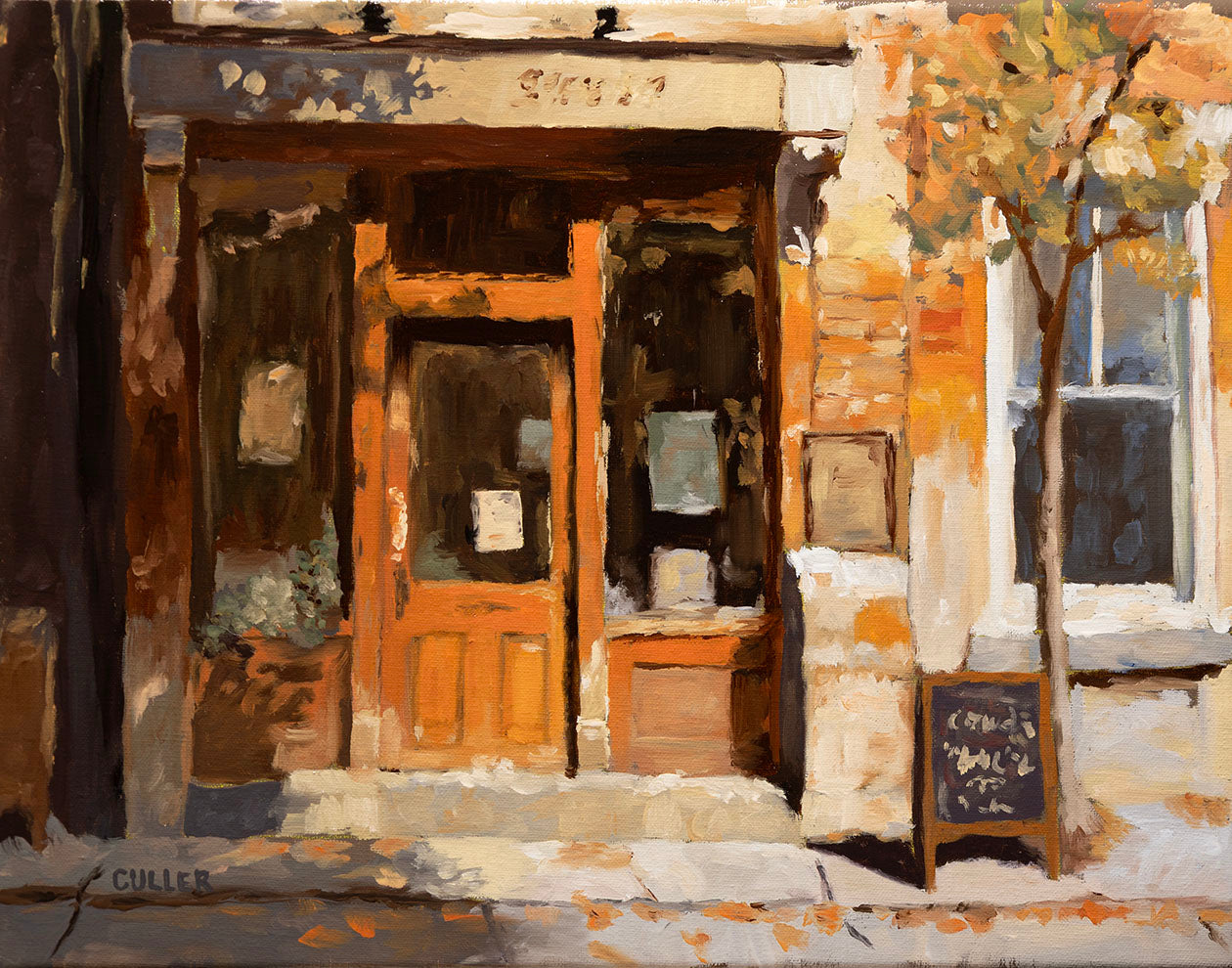"Storefront in Fall" 11" x 14" Oil on Linen